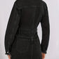 Evergreen Black Solid Long Sleeve A Line Dress - Ships in 24 Hrs