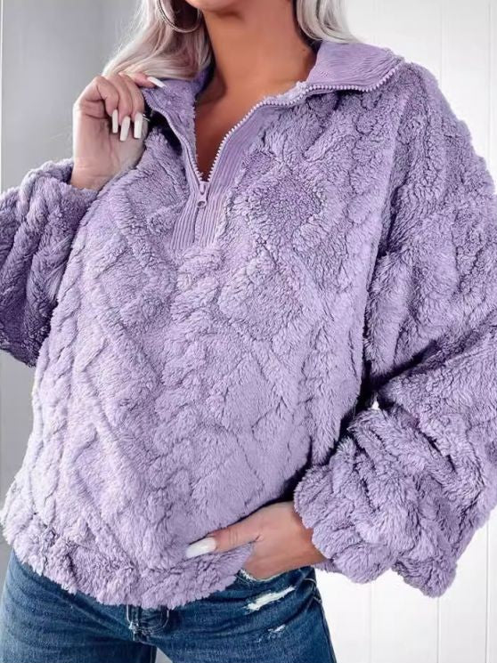 Evergreen Winter Wear Fluff Long Sleeve Purple Coat