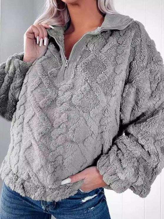 Evergreen Winter Wear Fluff Long Sleeve Grey Coat