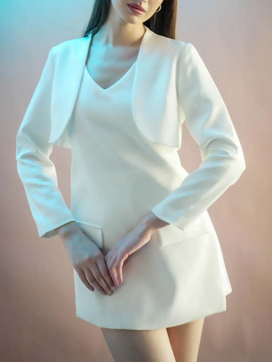 Exclusive Crop Blazer WIth Playsuit Dress Set