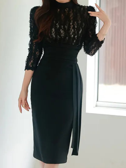 Exclusive Party Wear Black Lace Dress