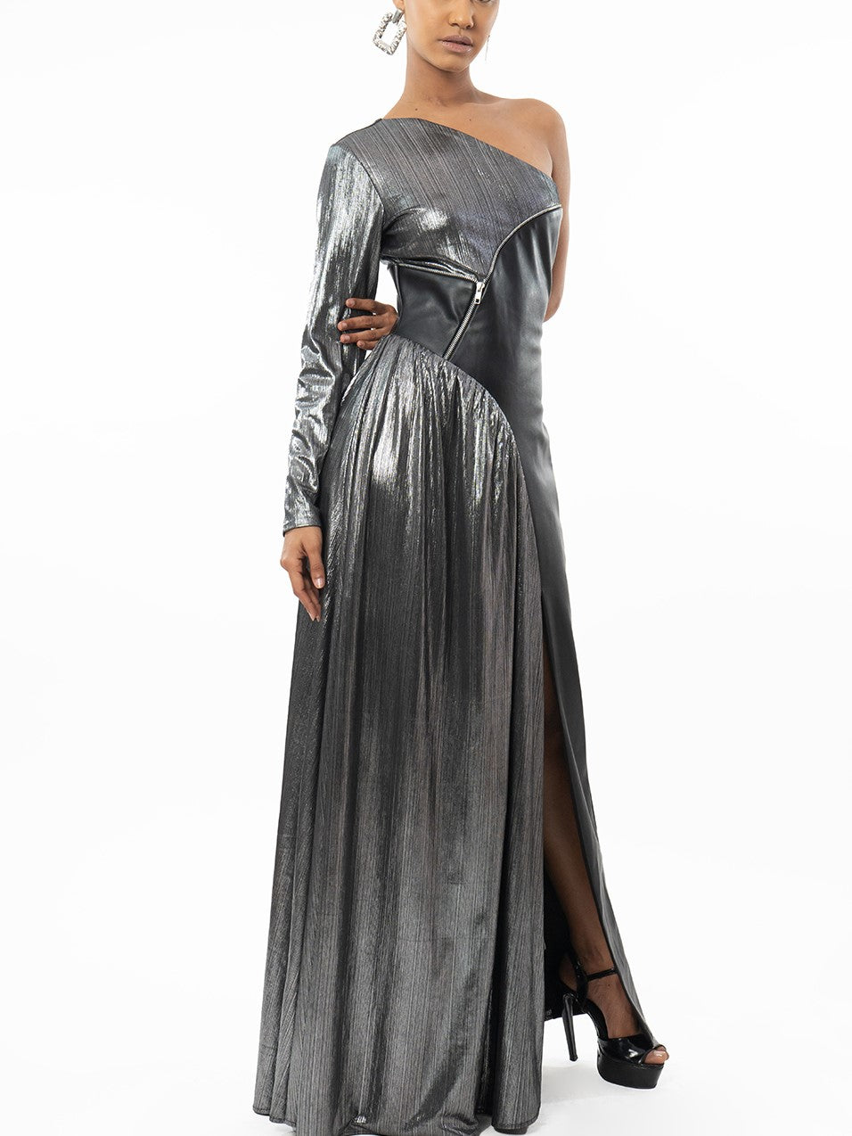 Exquisite Silver Party Wear Dress
