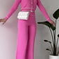 Fashionable Colorblock High Rise Straight Pants Pink Set