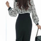 Formal Fashion Printed Shirt With High Waist Pencil Skirt Suit Set