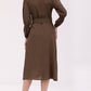 Formal Fashion Striped Brown Dress With Belt