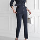 Formal Style Button Decor Coat And Pants Set - Ships in 24 Hrs