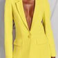 Formal Style Solid Blazer With Yellow Trouser Suit Set