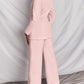 Formal Style Solid Blazer With Light Pink Trouser Suit Set
