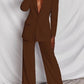 Formal Style Solid Blazer With Coffee Trouser Suit Set