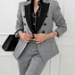 Formal Wear Contrast Blazer With Pants Grey Suit Set