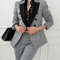Formal Wear Contrast Blazer With Pants Grey Suit Set - Ships in 24 Hrs