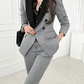 Formal Wear Contrast Blazer With Pants Grey Suit Set