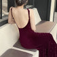 Glamorous High Rise Fitted Sleeveless Burgundy Dress