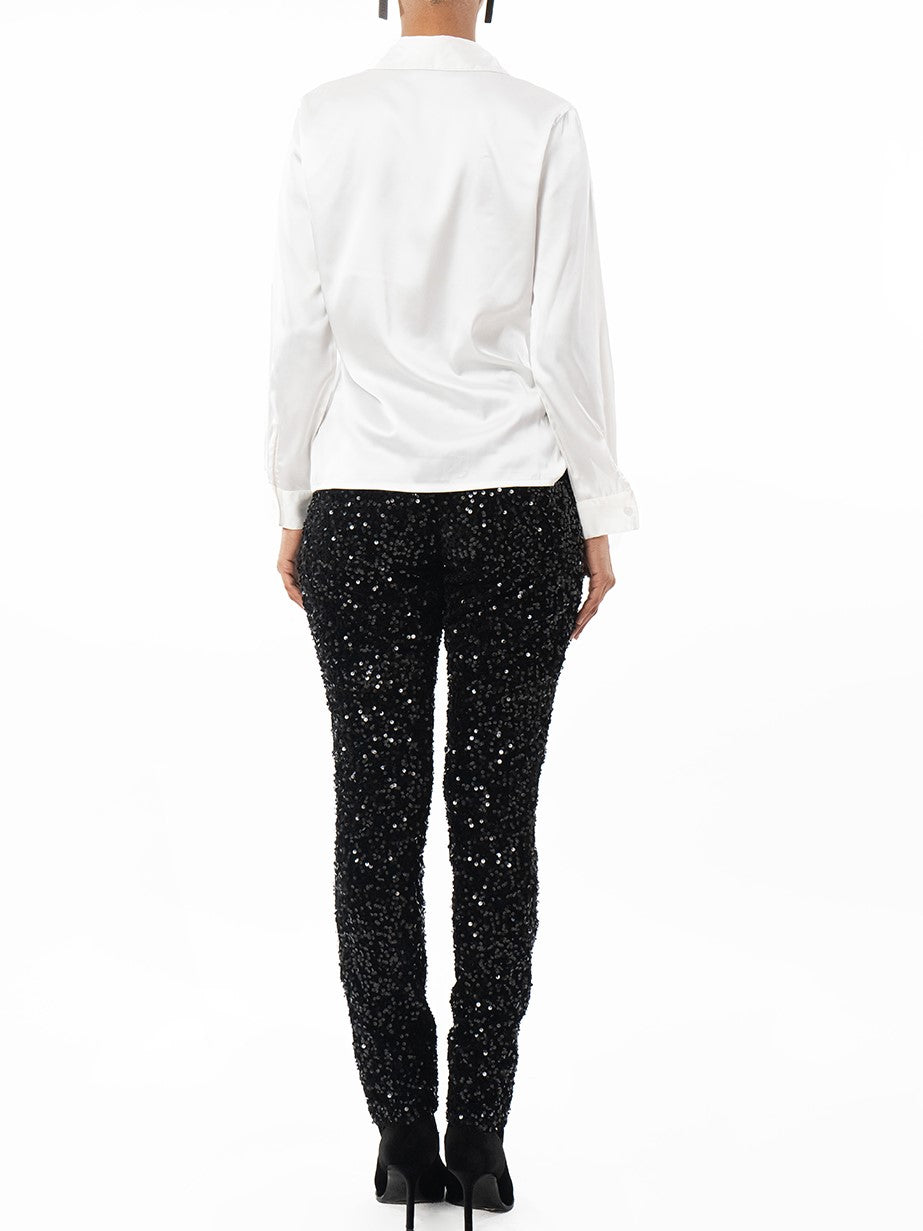 Glamorous Party Fashion Sequin Pants With Shirt Set
