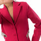Hot Pink Lapel Collar Side Cut  Dress