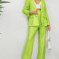 Modern Stripped Blazer And Pants Green Set
