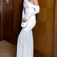 Modish One Shoulder Draped White Maxi Dress