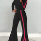 Must Have Colorblock Long Sleeve Flared Trouser Black Set
