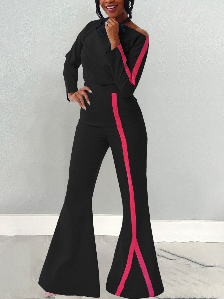 Must Have Colorblock Long Sleeve Flared Trouser Black Set