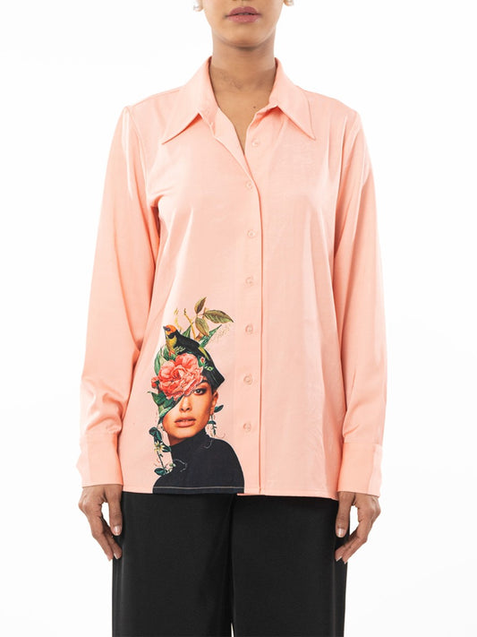 Must Have Graphic Print Peach Shirt