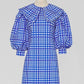 Must Have Plaid Puff Sleeve Blue Dress