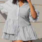 Must Have Striped Printed Grey Ruffle Shirt