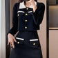 New Arrival Colorblock Short Coat Top With Bodycon Pencil Skirt Black Set
