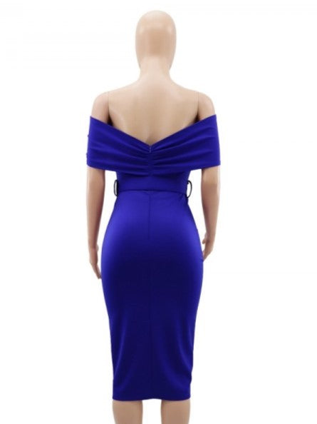 New Arrival Slim Fit Split Blue Dress