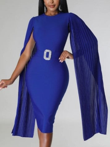 Satin Long Sleeve Evening Gown | Blue Gown Long Sleeve | Evening Dresses  Blue - Blue - Aliexpress