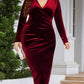 Party Fashion V Neck Red Ruched Dress