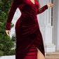 Party Fashion V Neck Red Ruched Dress