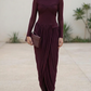 Premium Fashion Draped Pleated Long Sleeve Maxi Dress