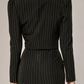 Premium Stripped Crop Blazer With Pencil Skirt Set