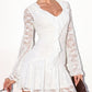 Pretty Lace V Neck Solid Ruffle Dress