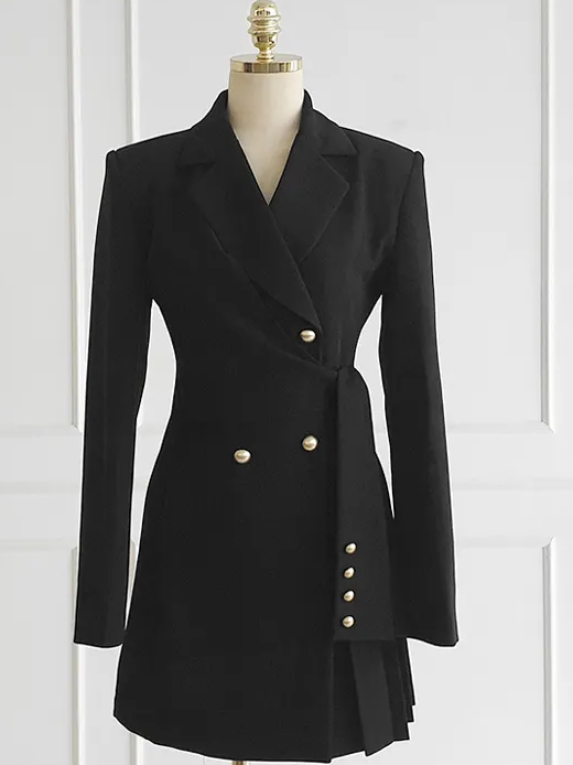 Professional Slim Style Black Jacket Dress
