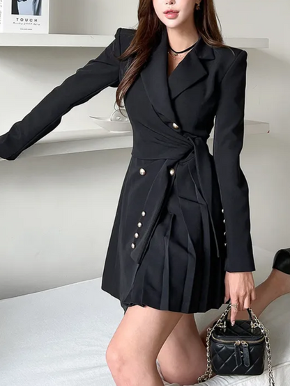 Professional Slim Style Black Jacket Dress - Ships in 24 Hrs