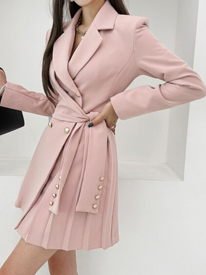 Professional Slim Style Pink Jacket Dress - Ships in 24 Hrs
