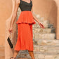 Sexy Contrast Sleeveless Ruched Orange Dress