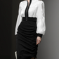 Sharp Look Contrast Zipper Top With High Waist Pencil Skirt Set - Ships in 24 Hrs