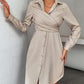 Simple Long Sleeve Khaki Dress