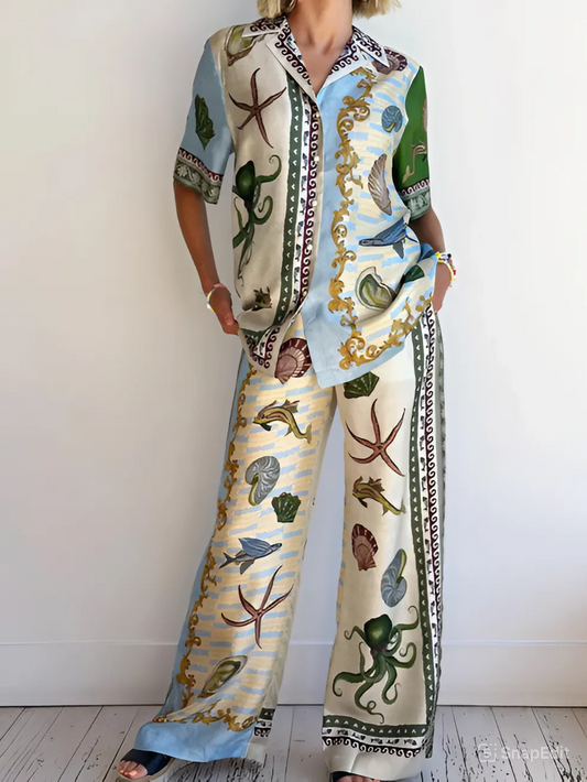 Smart Sea Theme Pants Co ord Set