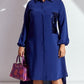 Smart Sequin Patchwork Mid Length Blue Shirt Dress