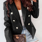 Smart Solid PU Fitted Black Coat