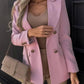 Sophisticated Fitted Tailored Solid Pink Blazer