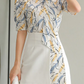 Stunning Printed Pleated A line Skirt Suit Set