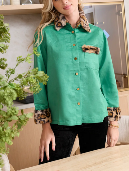 Stylish Green Fur Deecor Shirt