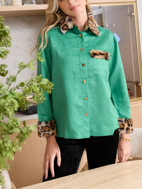 Stylish Green Fur Deecor Shirt
