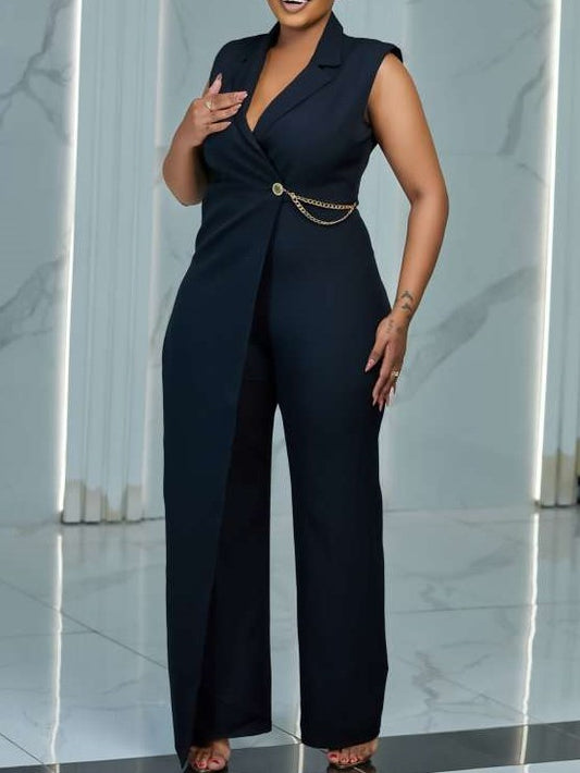 Stylish Solid High Rise Wide Leg Jumpsuit