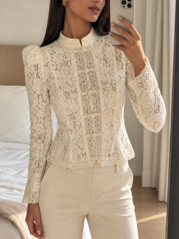 Suave Chic Lace High Neck Top