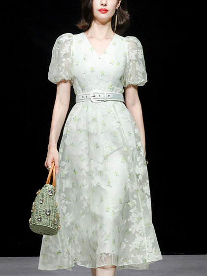 Summer Pastel Floral Print A Line Dress